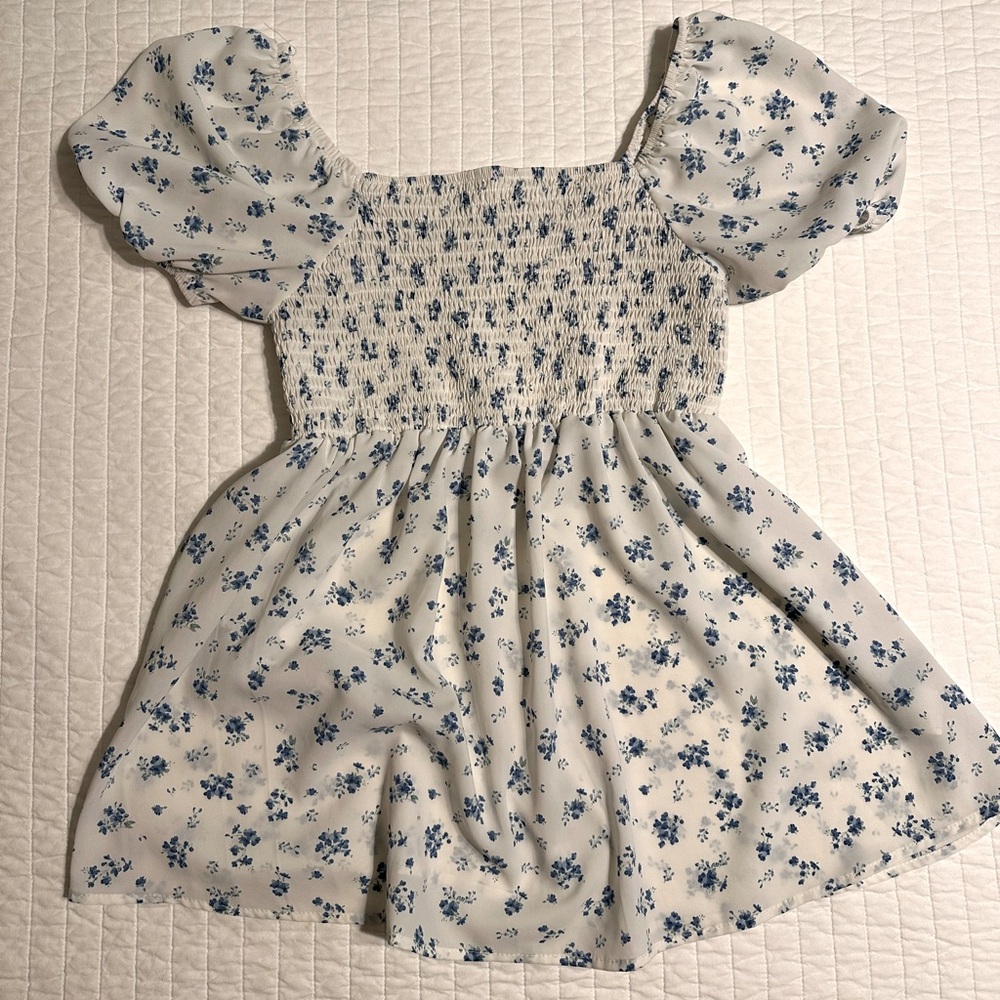 Floral Smocked Puff Sleeve Maternity Shirt